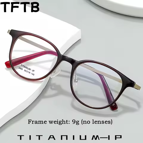 TFTB Retro Round Titanium TR90 Glasses For Men and Women Ultralight Fashion Simple Optical Prescript