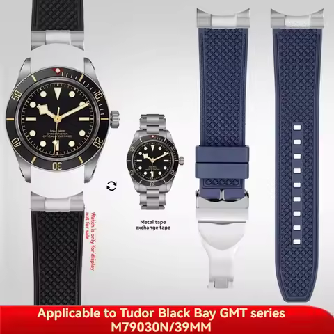 Metal End Link Curved End With Fluoro Rubber Strap 20mm Waterproof Quick Release Bracelet Fit for 39