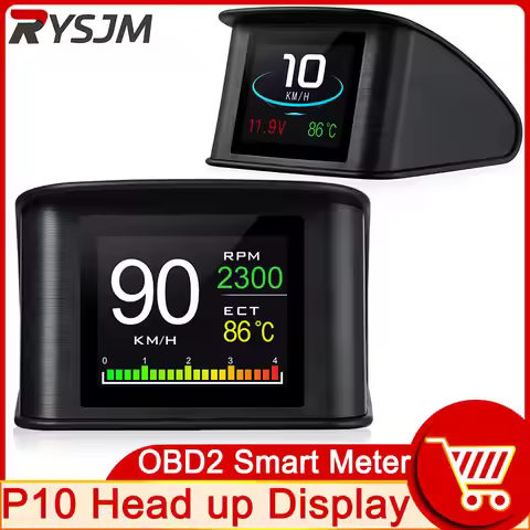 AD P10 OBD2 Smart Meter Digital HUD Head Up Display For Car Speedometer Temperature RPM Mileage Guag