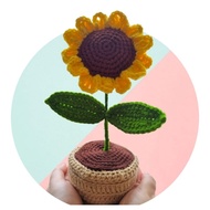 Sunflower pot handmade crochet gift flower decoration