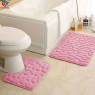 TL Pebble embossed water-absorbent floor mat u-shape toilet mat set bathroom bathroom floor mats coral velvet foot mats