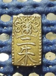 AX705 日本 天保 二朱判金 約1.6g 如圖-保真 避免有爭議要求完美者請勿投標!