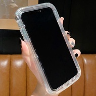 2 in 1 Oppo A17K A77S A57 A95 A74 A5S A94 A16 A54 A55 A72 A52 A31 A15 A12 A53 A5S F9 A92 Reno 7z 8z Transparent Thickened Drop-Resistant Case for Liquid Silicone Protective Case r