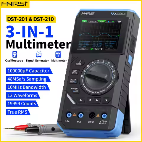 FNIRSI DST-210 DST-201 3 in 1 Digital Oscilloscope Multimeter Signal Generator 19999 Counts 10MHz Ba