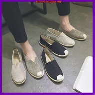 .Ready Stock   kasut loafer lelaki kasut sarung lelaki kasut separuh lelaki Spring Linen Kanvas