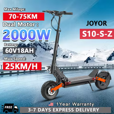 JOYOR S10-S-Z Folding Electric Scooter 1000W*2 Dual Motors 60V18AH High-capacity Battery 10*3.0 Wide