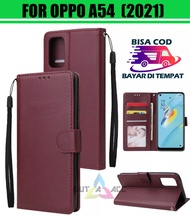 SARUNG BUKU FLIP OPPO A54 (2021) / LEATHER CASE UNTUK OPPO A54 (2021) / FLIP WALLET UNTUK OPPO A54 (2021)