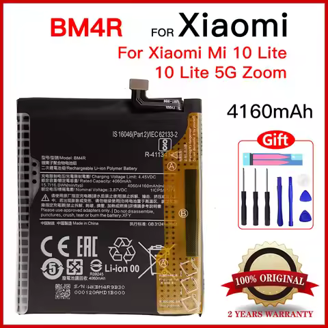 Genuine BM4R 4160mAh For Xiaomi Mi 10 Lite 10Lite 5G Mi10 Lite Smartphone Portable Battery BM4R