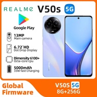Realme V50S สมาร์ทโฟน5G 6GB 128GB 6100 Dimensity + 6.72Inch หน้าจอ120HZ กล้อง13MP 5000MAh 18W ชาร์จโทรศัพท์ Android ของแท้