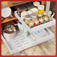 Pull-Out Cabinet Rack Kitchen Organization & Storage Non-Nail Sticker or Drill Hole with Expandable