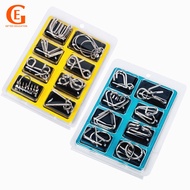 8Pcs Metal Wire Puzzle Unlock Lock Ring IQ Test Brain Teaser Game Kong Ming Luban Locks Children Ear