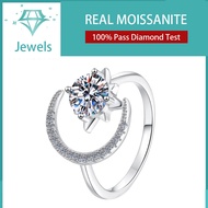 Real Moissanite Ring,Dreamy Star and Moon 0.5/1ct Moissanite Couple Engagement Ring,925 Sterling Sil