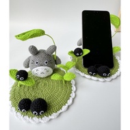 Crochet Totoro Doll decor,Torota Cellphone Supporter,Handmade Desktop Phone Stand,Gift for Miyazaki Spirited Away fans