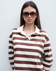 RYA Rugby Polo Shirt เสื้อโปโลแขนยาว ลายทาง ทรงสั้น คอปก