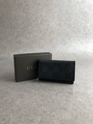 【日本直送 名牌中古包】GUCCI 古馳 GG 圖案 鑰匙包 黑色 帆布 6 連 04564R F40IR 1000 vintage ureigf