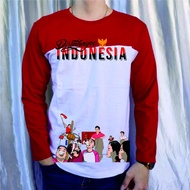 KATUN MERAH 28S COTTON T-SHIRT/RED AND WHITE T-SHIRT AUGUST 17, 45TH ANNIVERSARY 80/LOMBA EAT CRACKE