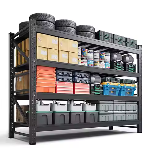 6000LBS Storage Shelves Heavy Duty,79" W Garage Shelving Units, 4 Tier Adjustable Utility Rack Shelf