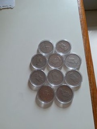 香港:前殖民地:(大1元 硬幣):女皇頭:全部1970年:硬幣表面:及:底板非常良好:共10個