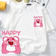 WOMEN CARTOON SHIRT LOTSO  pink strawberry bear  tshirt woman big loose t shirt baju perempuan wanit