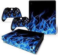 Mcbazel Pattern Series Vinyl Decal Protective Skin Cover Sticker for Xbox One X Console &amp; Controller (NOT Xbox One/Xbox One Elite/Xbox One S) - Blue Flame