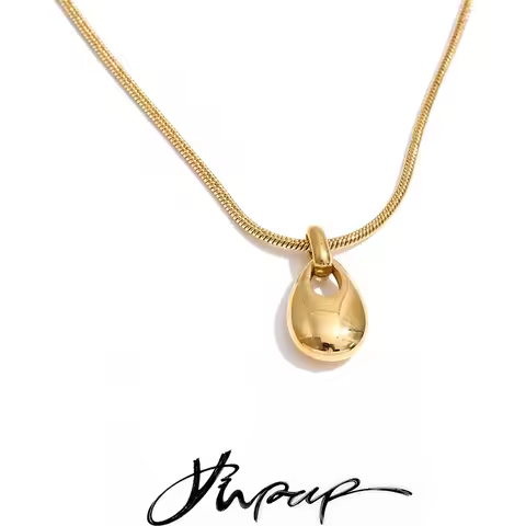 Yhpup Stainless Steel Metal Water Drop Casting Pendant Necklace Waterproof Personalized Popular Coll