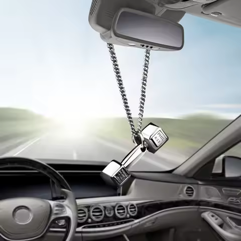 Car Pendant Mini Metal Small Dumbbell Creative Gifts Rear View Mirror Decoration Hanging Ornament Au
