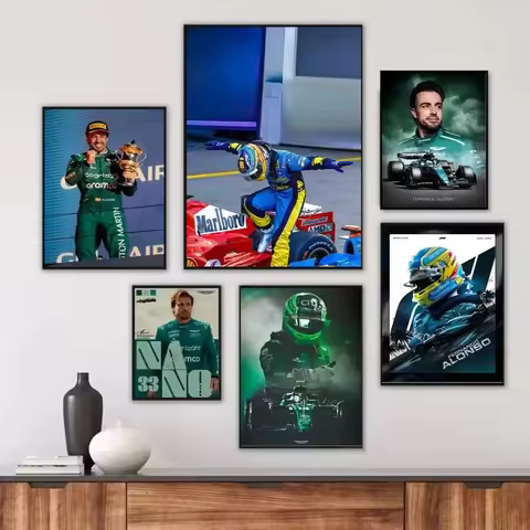 Classic F Racing Poster of Fernando Alonso HD Wall Art for Bedroom Living Room Home Decor and Sports