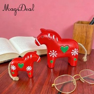 MagiDeal 2Pcs Horse Figurine Craft 2026 New Year Decorations Realistic Art Sculpture for Chair Table