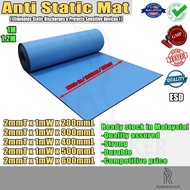Blue anti-Static Rubber ESD Mat, rubber sheet, rubber mat 2mmT x 1mW (200mm to 600mm VARIOUS LENGTH)