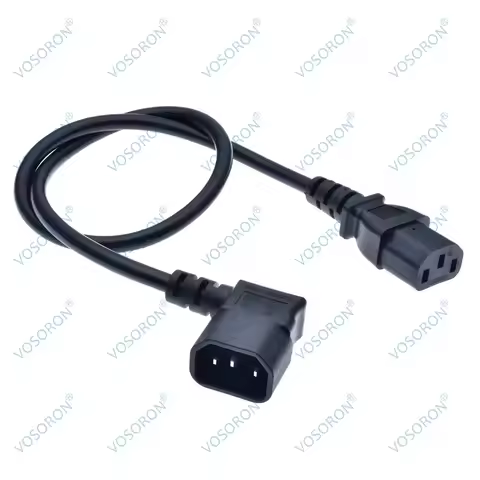 IEC 320 C14 3 Pin Male to C13 Female PDU Power Extension Cord,Right Angle C14 to C13 Power Plug Conv