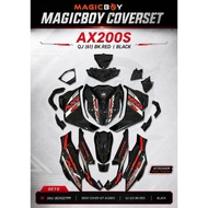 MAGICBOY QJ AX200S BODY COVER SET RED BLACK SIAP TAMPAL STICKER CUSTOM DESIGN COVER SET AX200 MERAH 