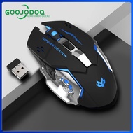 GOOJODOQ Gaming Mouse Rechargeable Wireless Mouse - 2.4Ghz and 1600 DPI with Auto LED Night Cool Col