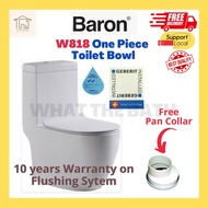 [SG SELLER] Baron W818 1-Piece Toilet Bowl (Rimless) (Geberit Flushing System) 150mm/250mm/Ptrap with soft close seat
