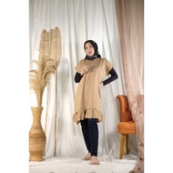 Daster Viral Kekinian Murah | Daster Ruffle Rayon Jumbo LD 120 | Daster Rufle Lengan Pendek Selutut 