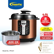 PowerPac Electric PRESSURE COOKER 6.0L, Rice cooker, Multi Cooker (PPC611)