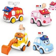 1pc Kids Cartoon Pressing Toy Car, Ambulance, Car, Fire Truck Toy - Manual Operation, Colorful Plast