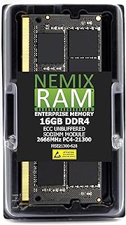 16GB 1X16GB DDR4 2666MHZ PC4-21300 2Rx8 1.2V CL19 260-PIN ECC Unbuffered SODIMM NEMIX RAM Compatible