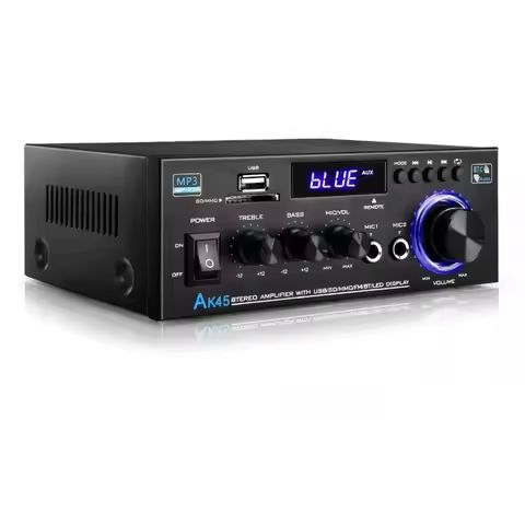 AK45 Bluetooth Digital Amplifier With USB/SD Card Reader FM Radio 2.0 Channel Use for Home Car Mini 