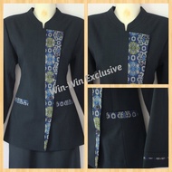 Setelan Seragam Baju Blazer Kerja Kantor Wanita Kombinasi Batik Warna