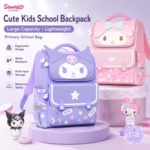 Sanrio Kuromi Primary School Daily Use Bag Ergonomic Multi-Compartment Lightweight Spine Support Wid