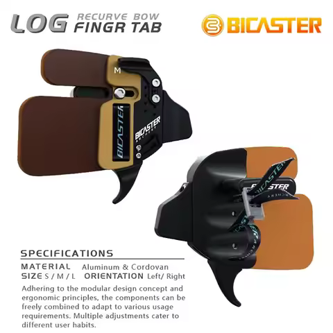 BICASTER Archery LOG Finger Tabs Cordovan + Aluminum S/M/L Hunting Competition LH/RH Finger Tab Guar
