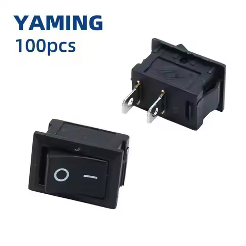 100pcs Black Push Button Switch 6A-10A 110V 250V KCD1 2pins Snap-in On/off Rocker Switch 21mmx15mm
