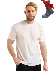 Merino.tech Merino Wool T-Shirt Mens - 100% Organic Merino Wool Undershirt Lightweight Base Layer + 