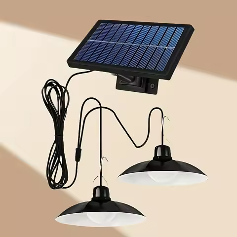 Upgraded Solar Pendant Lights IP65 Waterproof Dusk to Dawn Auto Sensor Hanging Lamp for Outdoor Shed