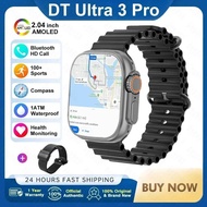 นาฬิกาข้อมือ DT Ultra 3 pro Smart Watch 2025 สำหรับผู้ชาย นาฬิกาข้อมือแบบอัจฉริยะ สายรัดยาง หน้าปัดส