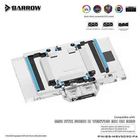 Barrow GPU Water Block Use for MSI RTX 5090 D 32G VENTUS/Inno3D 3X OC Dark Knight Graphics Card, BS-