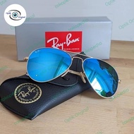 Kacamata original Ray-Ban aviator large metal lensa blue