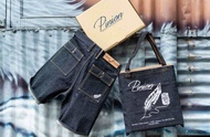 Pinion denim ขาสั้น16ozริมชมพูกะเป๋ากล่อง