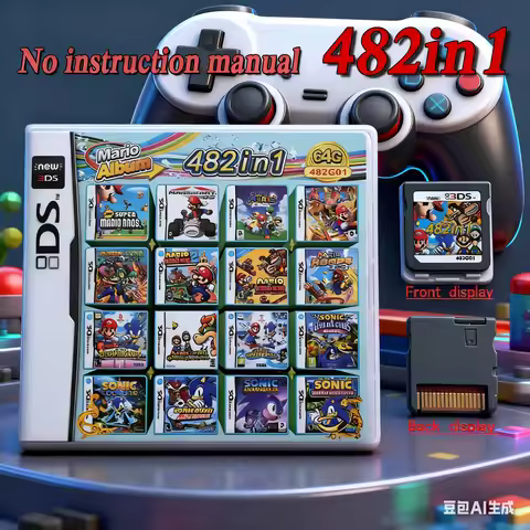 482 in 1 Compilation DS NDS 3DS 3DS NDSL Game Cartridge Card Video Game Handheld Player Game Card (R