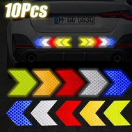 10pcs Colorful Scooter Helmet Reflector Warning Decals - Car Reflective Arrow Sign Sticker - Car Exterior Styling Sticker - Night Driving Safety Reflective Tape